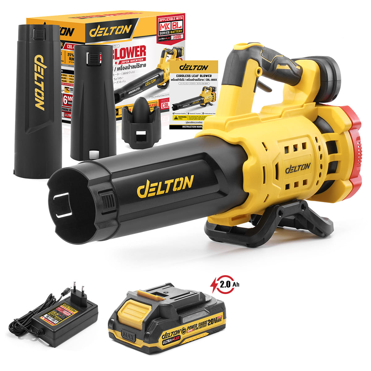 เครื่องเป่าใบไม้ไร้สาย (พร้อมแบตเตอรี่) DELTON รุ่น CBL-800X ULTRAFLEX 20V 2AH_1